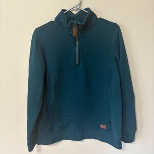 L.L. Bean Quilted Quarter Zip Sweatshirt Teal